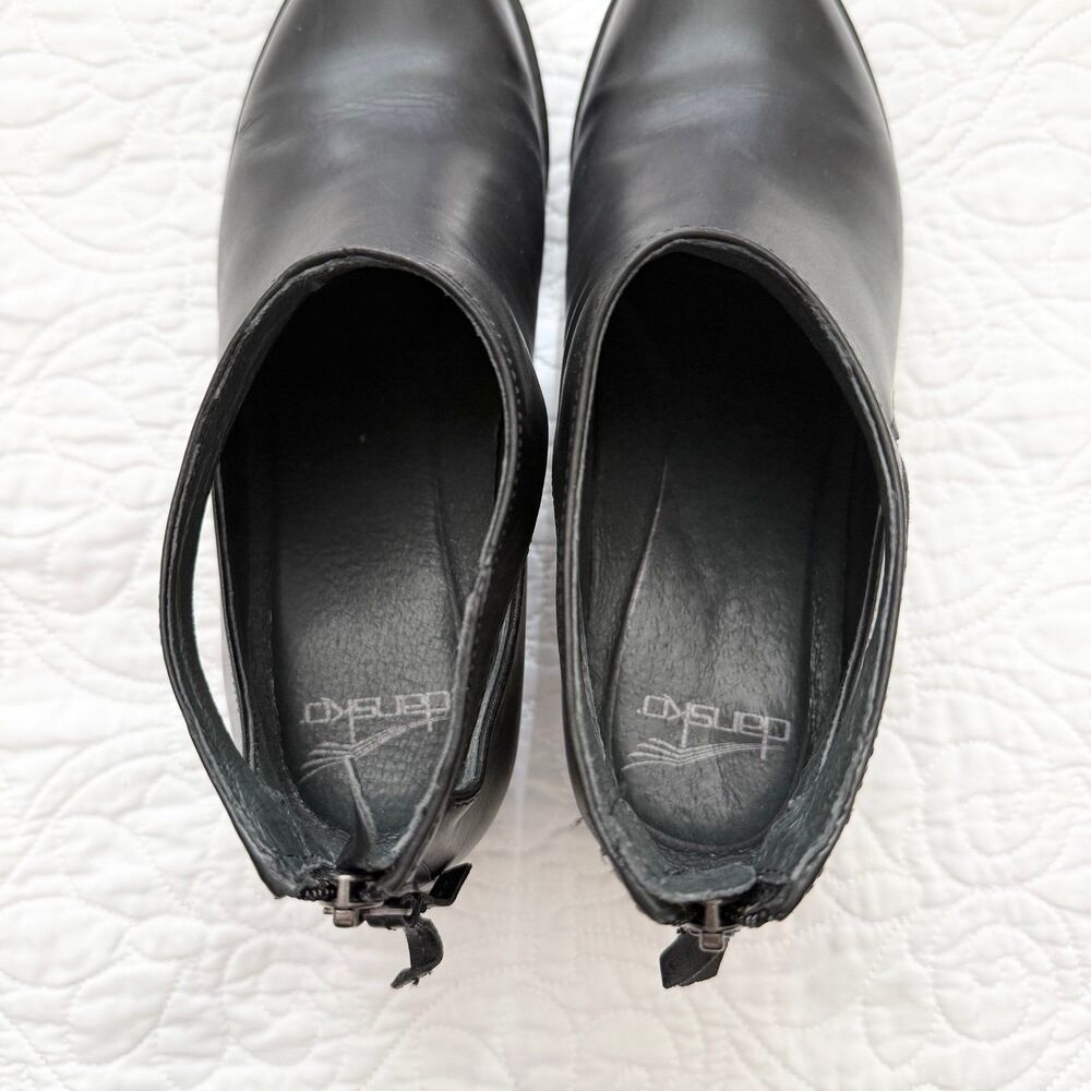 Dansko Black Leather Cutout Ankle Booties - Picture 6 of 9